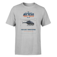 Thumbnail for Bell 407GXi design on light gray t-shirt, single-side print