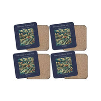 Thumbnail for The Gold Rush Wings - Designed Coasters design on navy blue 4-pieces-set