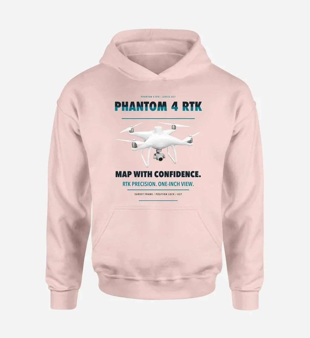 DJI Phantom 4 RTK design on pink hoodie single side