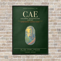 Thumbnail for Columbia Metropolitan Airport CAE - Canvas Framed - Dark Green