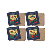 Thumbnail for The Four Fours Flight - Designed Coasters design on navy blue 4-pieces-set