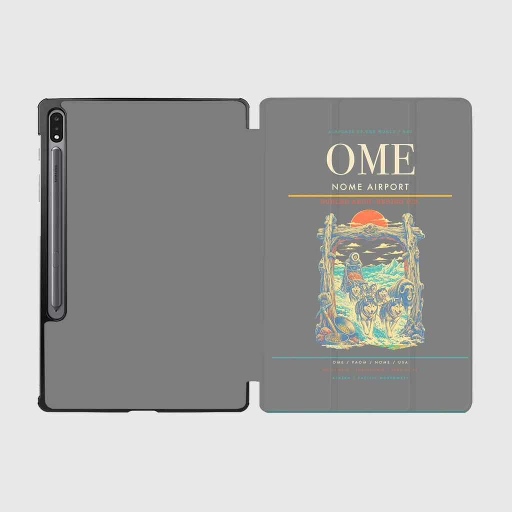 Nome Airport (OME) design on gray samsung tablet tablet case