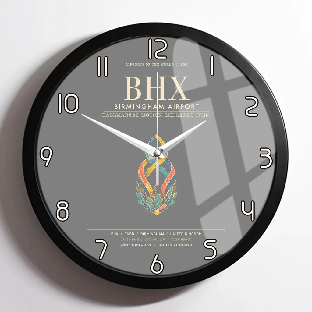 Birmingham Airport BHX Wall-Clock Framed - Gray