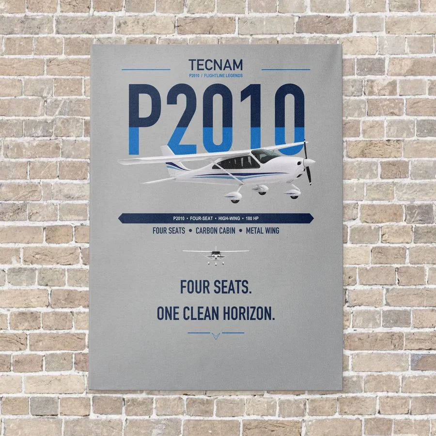 Tecnam P2010 vertical canvas print - no frame - light gray background