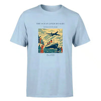 Thumbnail for VINTAGE G4307 - The Ocean Liner Rivalry - Premium T-Shirt design on lightblue premium t shirt
