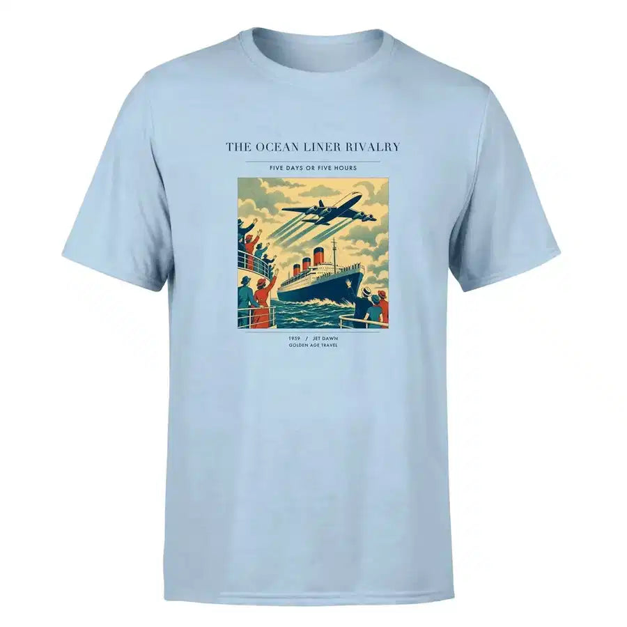 VINTAGE G4307 - The Ocean Liner Rivalry - Premium T-Shirt design on lightblue premium t shirt