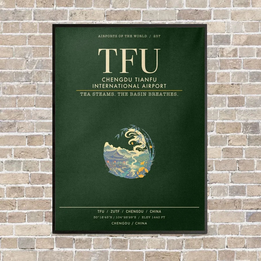 Chengdu Tianfu International Airport TFU - Canvas Framed - Dark Green