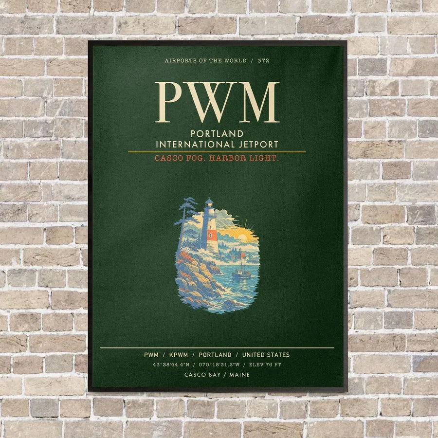 Portland International Jetport PWM - Canvas Framed - Dark Green