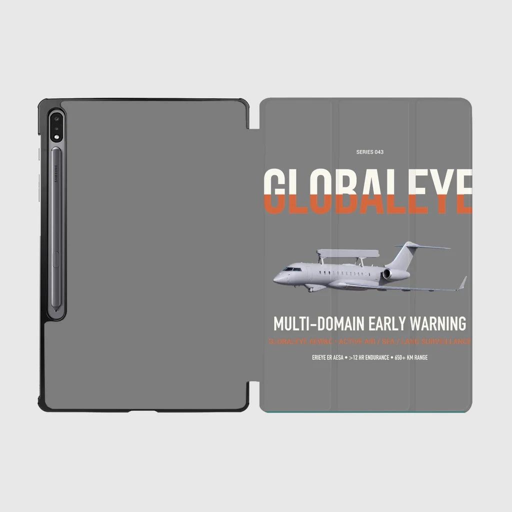 Saab GlobalEye design on gray samsung tablet tablet case