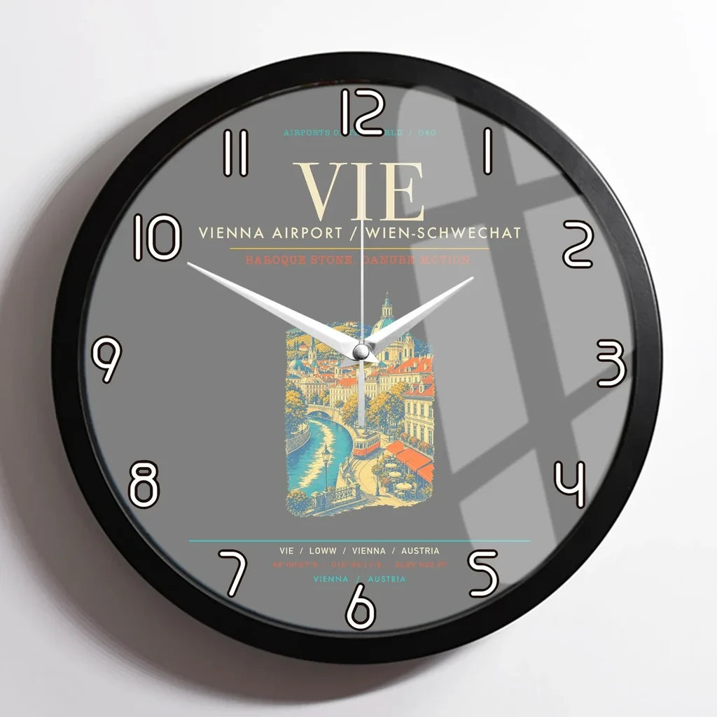 Vienna Airport VIE Wall-Clock Framed - Gray