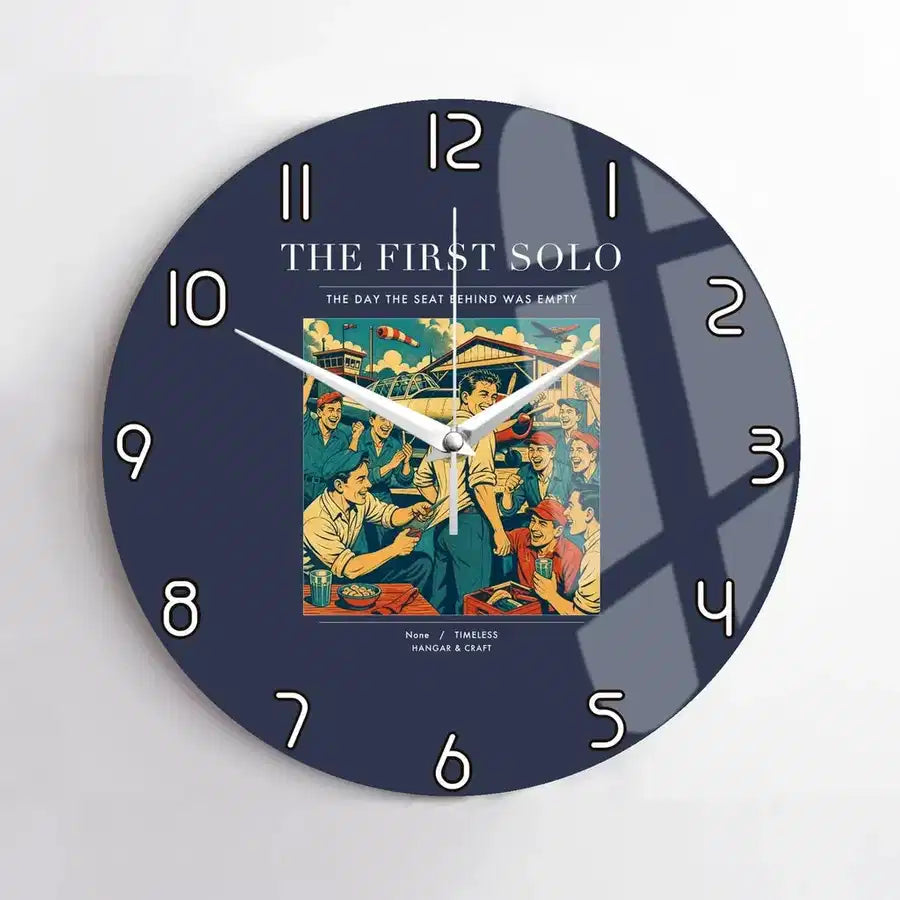 VINTAGE G4144 - The First Solo - Designed Wall Clocks design on navyblue no-frame