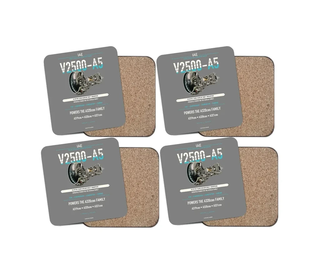 V2500-A5 design on gray 4 pieces set coaster