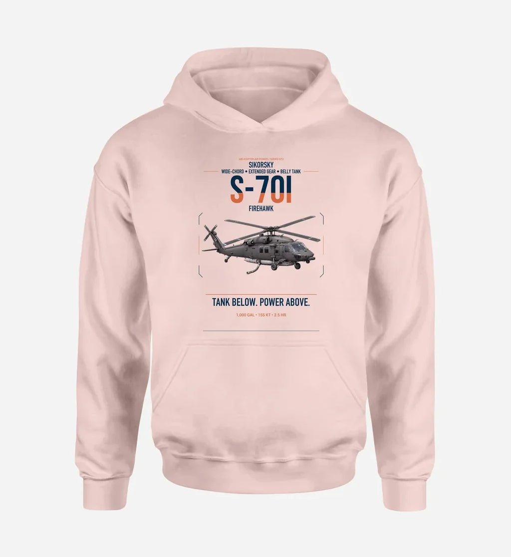 Sikorsky S-70i FIREHAWK design on pink double-side hoodie, single-side print