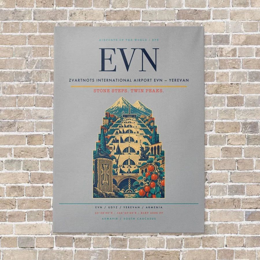 Zvartnots International Airport EVN — Yerevan vertical canvas print - no frame - light gray background