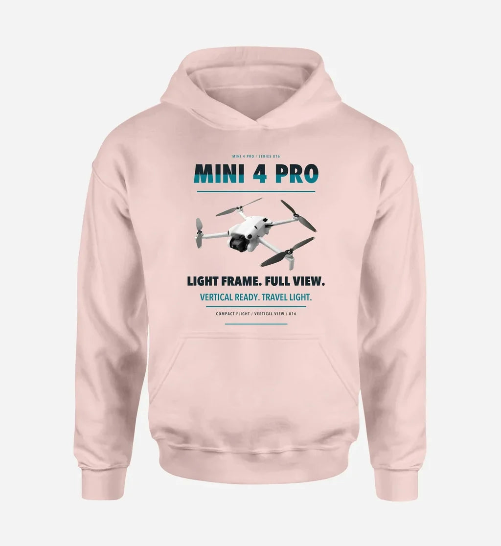 DJI Mini 4 Pro design on pink hoodie single side
