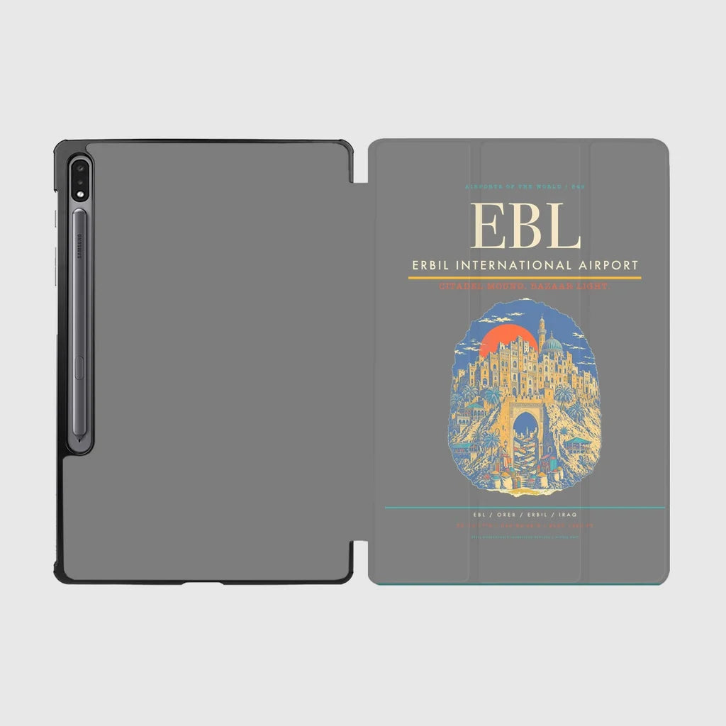 Erbil International Airport (EBL) design on gray samsung tablet tablet case