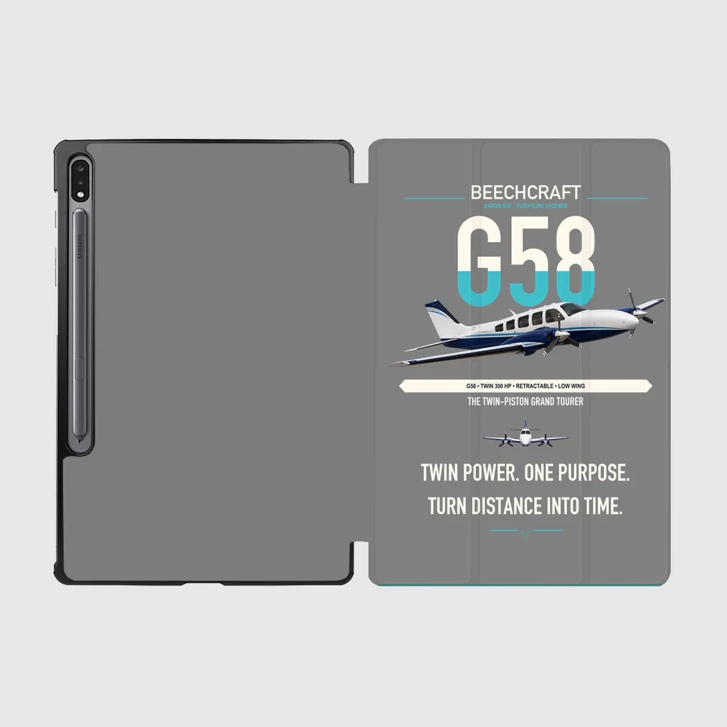 Beechcraft Baron G58 design on gray samsung tablet tablet case