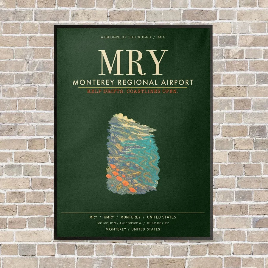 Monterey Regional Airport MRY - Canvas Framed - Dark Green