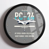 Thumbnail for Pilatus PC-24 design on gray framed wall clock
