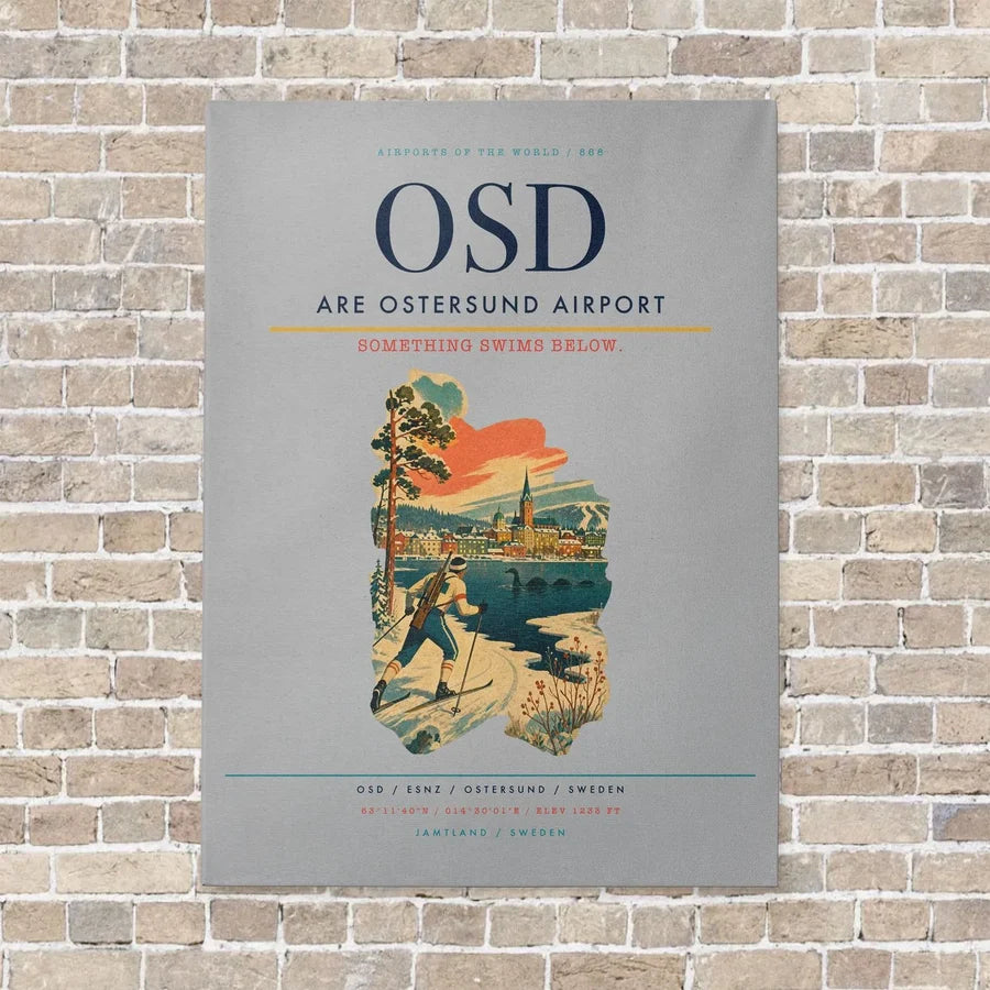 Are Ostersund Airport OSD vertical canvas print - no frame - light gray background