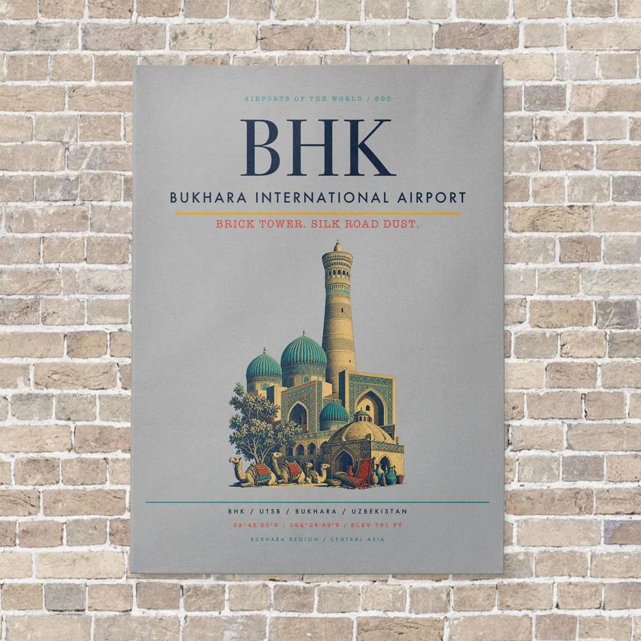 Bukhara International Airport BHK - Canvas No Frame - Light Gray