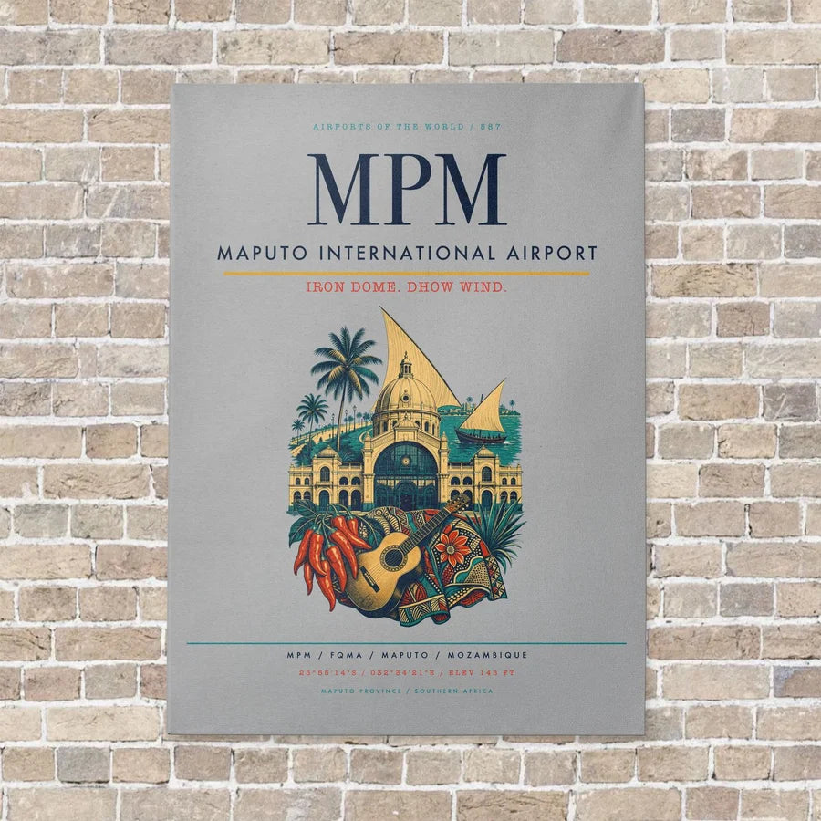 Maputo International Airport MPM vertical canvas print - no frame - light gray background