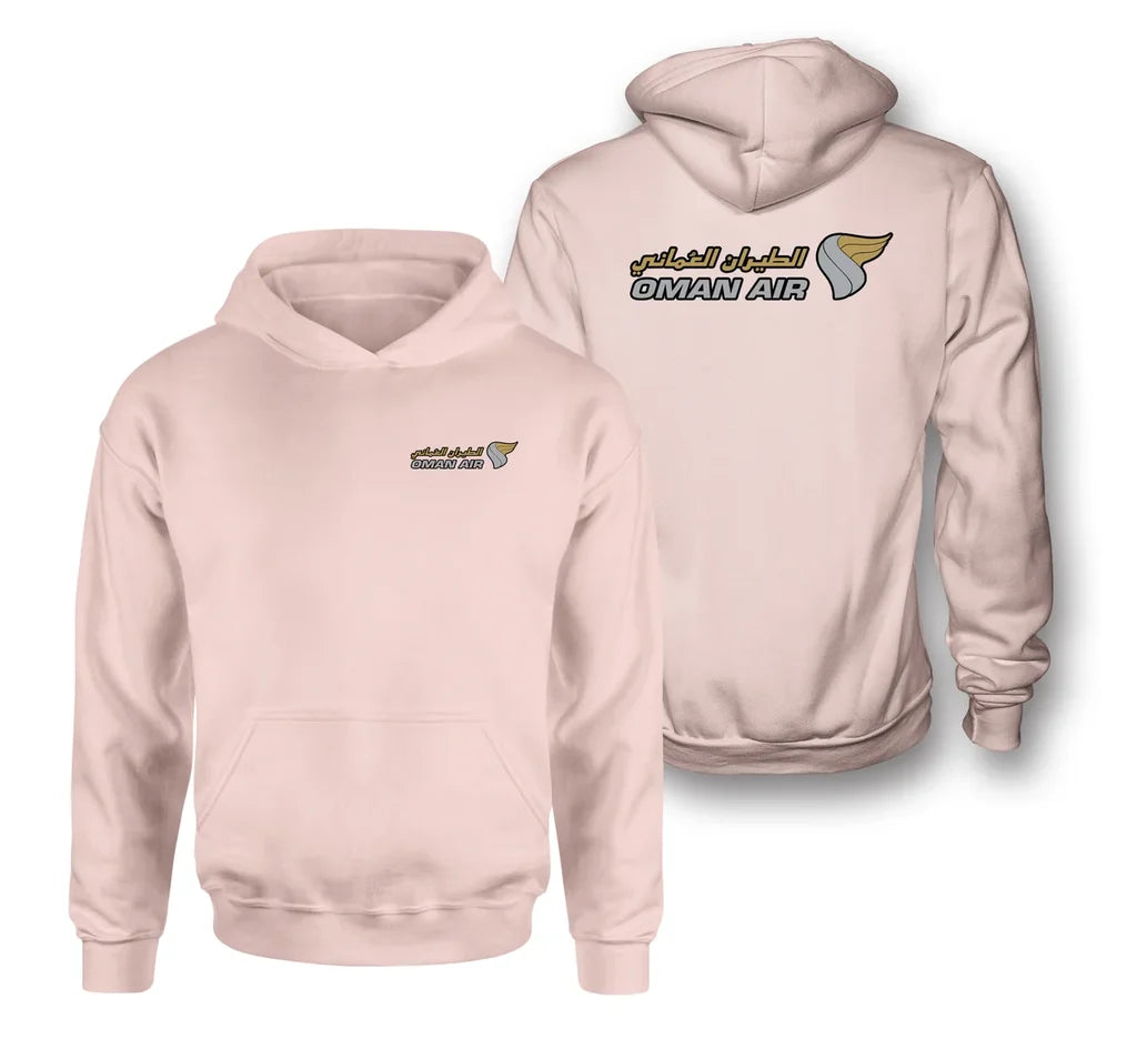 Oman Airlines logo on pink double side hoodie