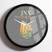Thumbnail for Naxos Island National Airport (JNX) design on gray framed wall clock