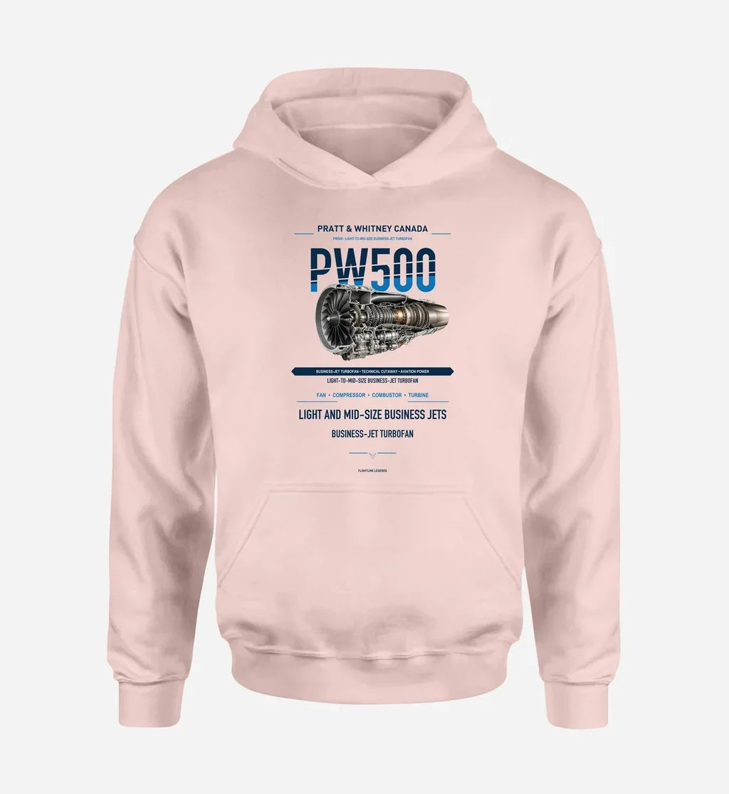 PW500 design on pink hoodie single side