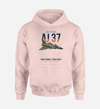 Thumbnail for Saab AJ 37 Viggen design on pink double-side hoodie, single-side print