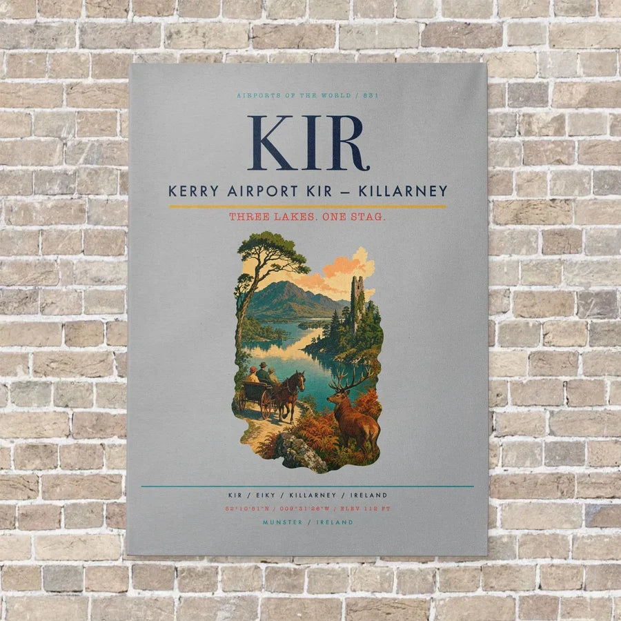 Kerry Airport KIR — Killarney vertical canvas print - no frame - light gray background