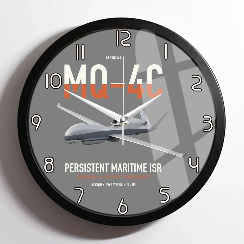 MQ-4C Triton IFC-4 design on gray framed wall clock