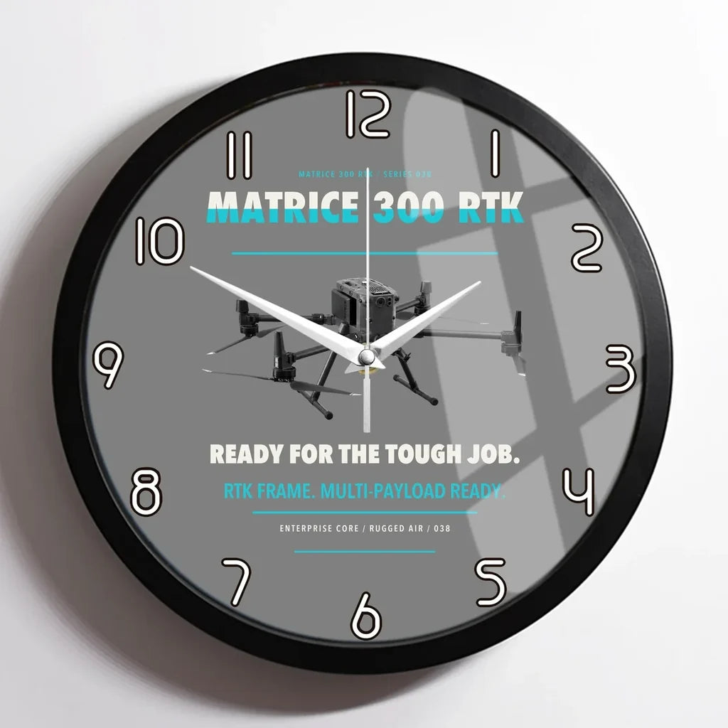 DJI Matrice 300 RTK design on gray framed wall clock