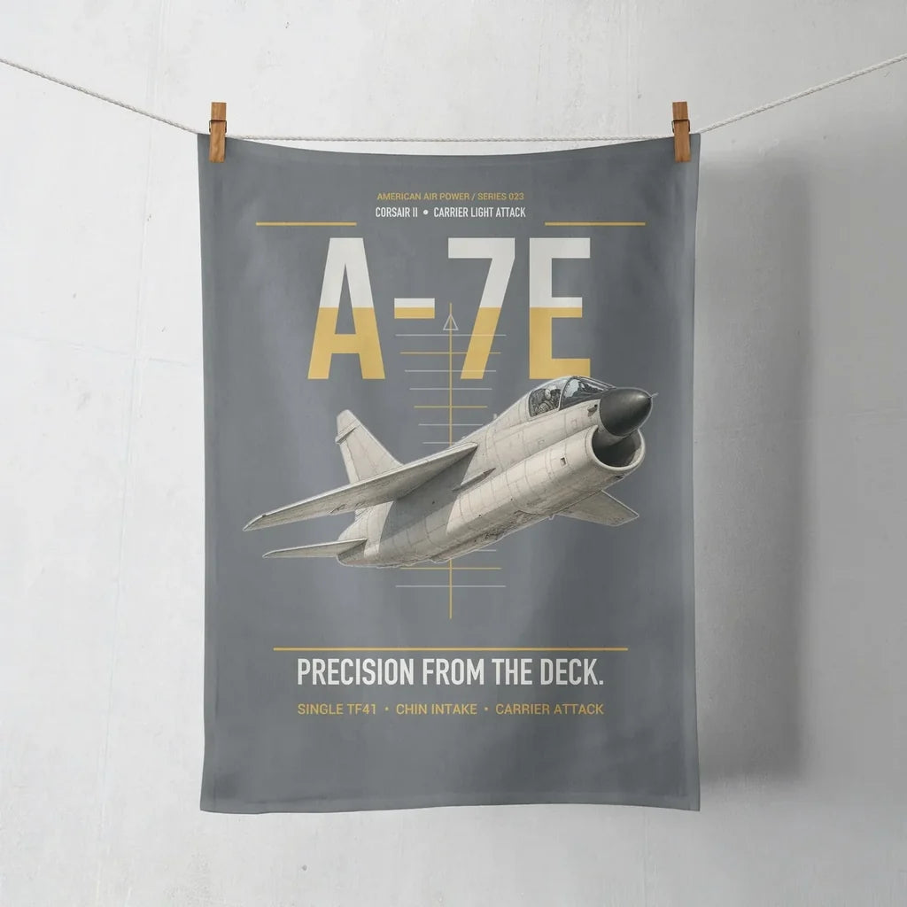 A-7E Corsair II design on gray towel