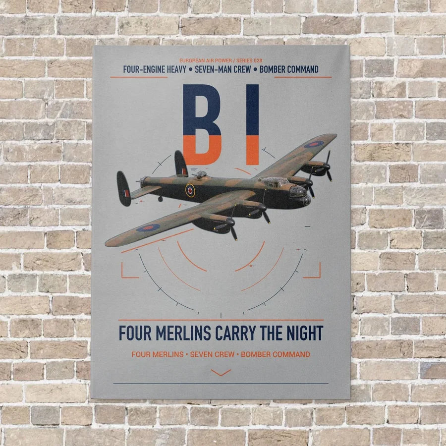 Avro Lancaster B I vertical canvas print - no frame - light gray background