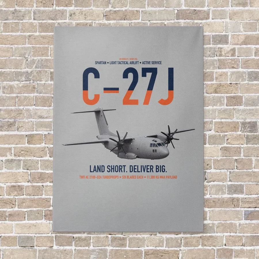 C-27J Spartan vertical canvas print - no frame - light gray background