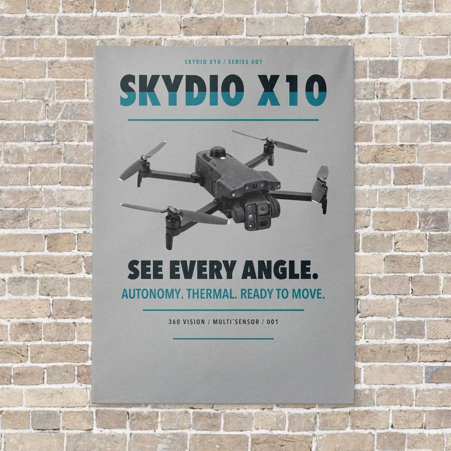 Skydio X10 vertical canvas print - no frame - light gray background