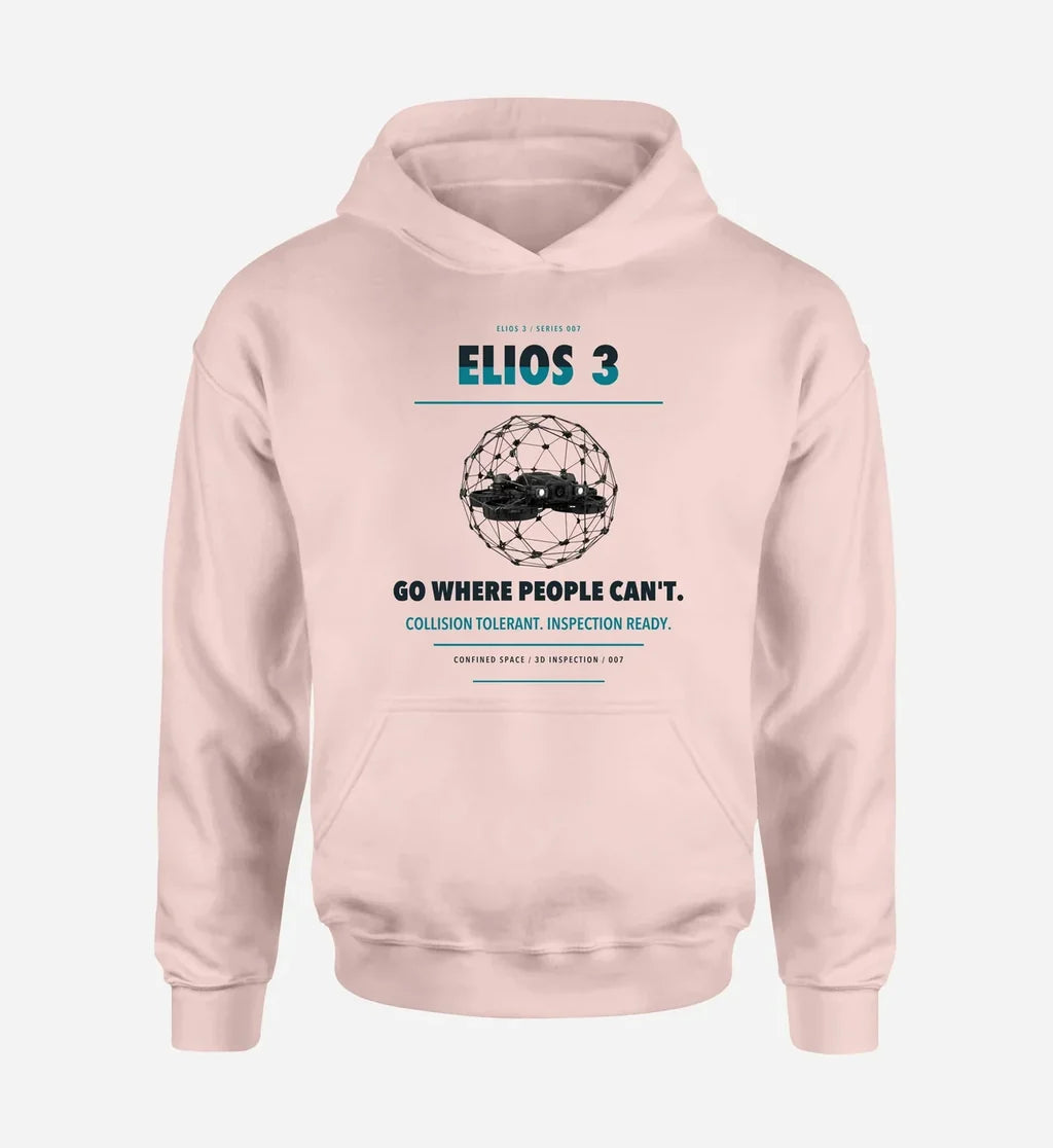 Flyability Elios 3 design on pink hoodie single side