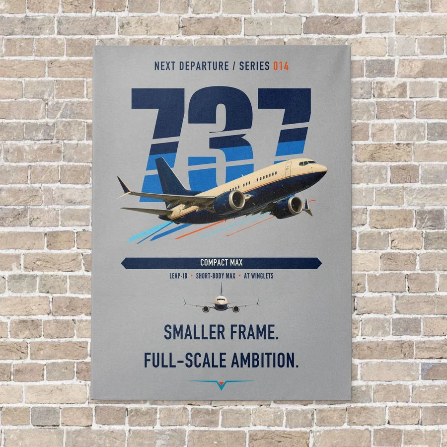 Boeing 737 MAX 7 vertical canvas print - no frame - light gray background