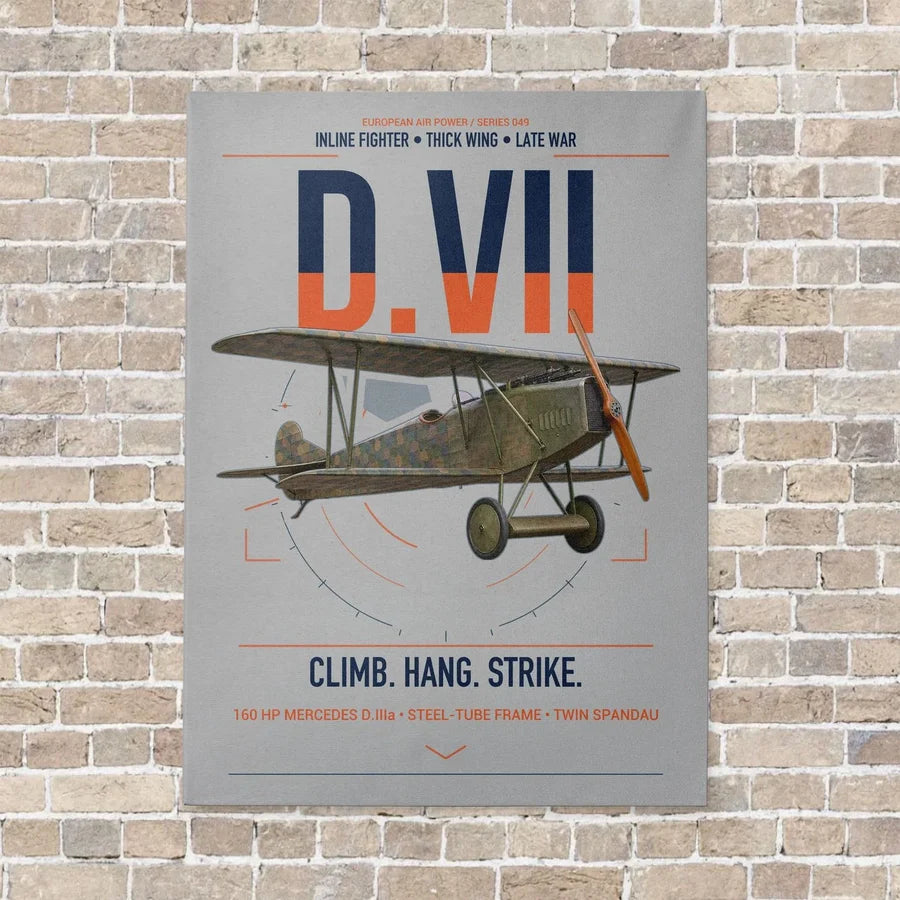 Fokker D.VII vertical canvas print - no frame - light gray background