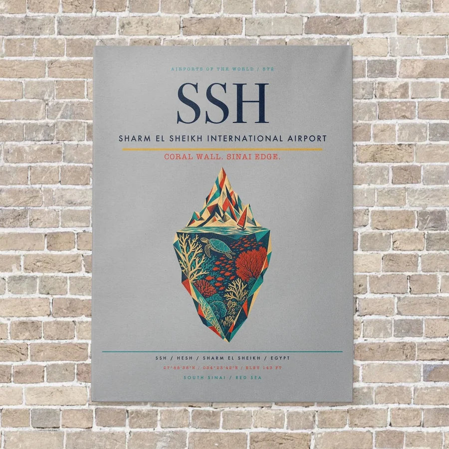 Sharm El Sheikh International Airport SSH vertical canvas print - no frame - light gray background