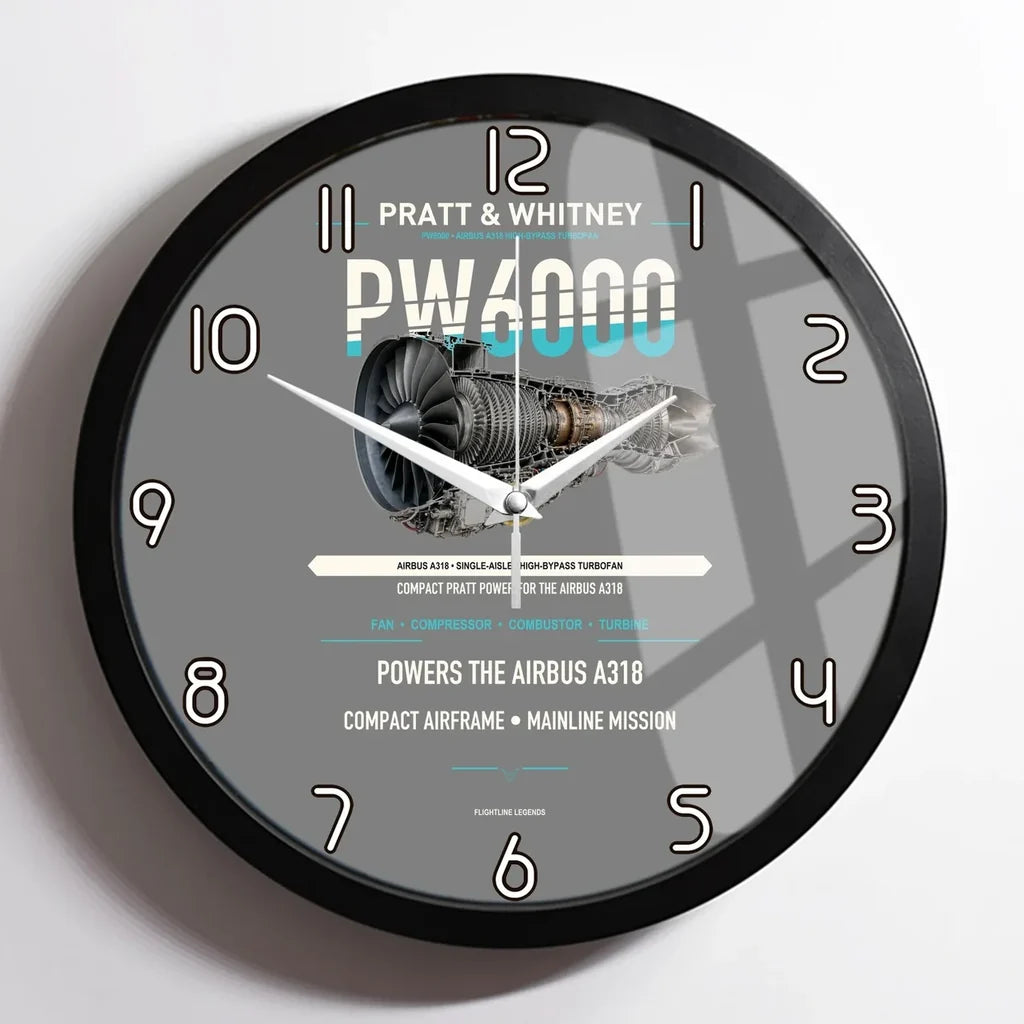 PW6000 design on gray framed wall clock