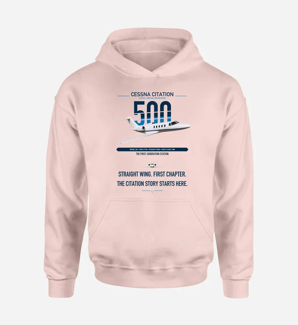 Cessna Citation 500 - Citation I design on pink double-side hoodie, single-side print