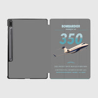 Thumbnail for Bombardier Challenger 350 design on gray samsung tablet tablet case