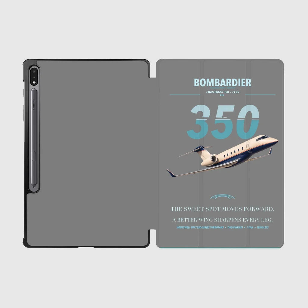Bombardier Challenger 350 design on gray samsung tablet tablet case