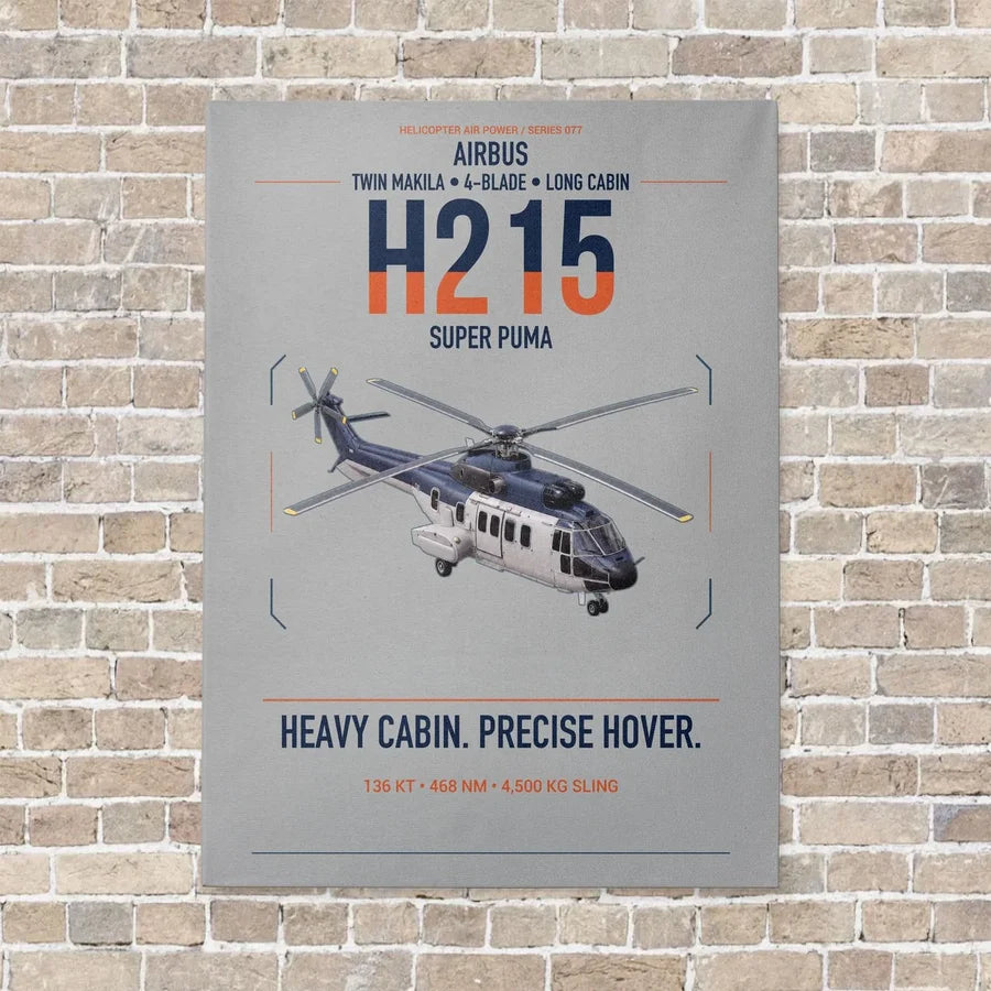 Airbus H215 vertical canvas print - no frame - light gray background