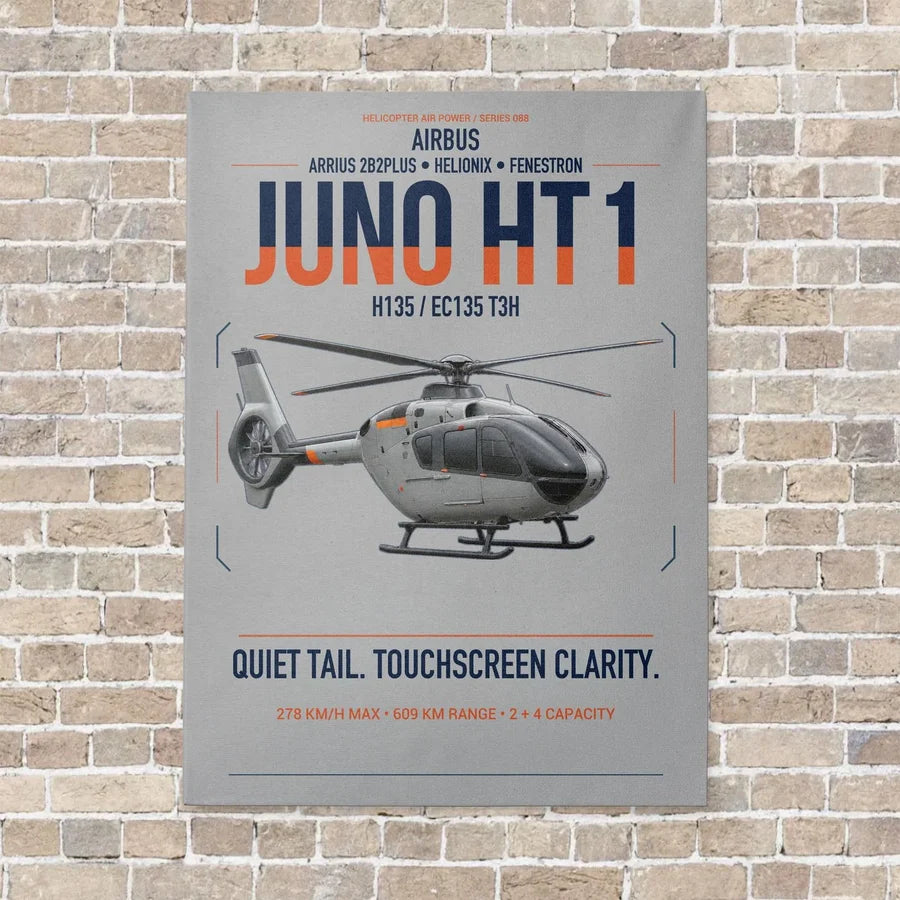 Airbus H135 Juno HT1 vertical canvas print - no frame - light gray background