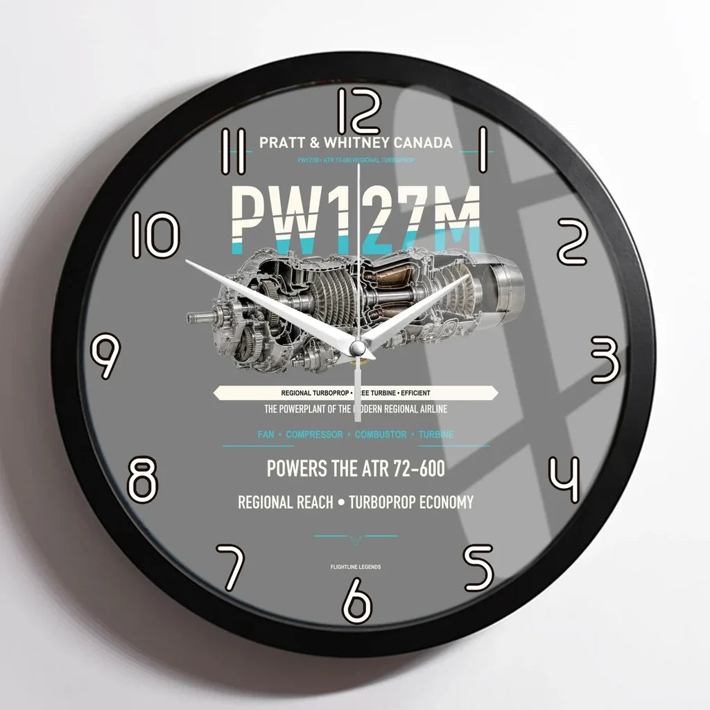 PW127M design on gray framed wall clock