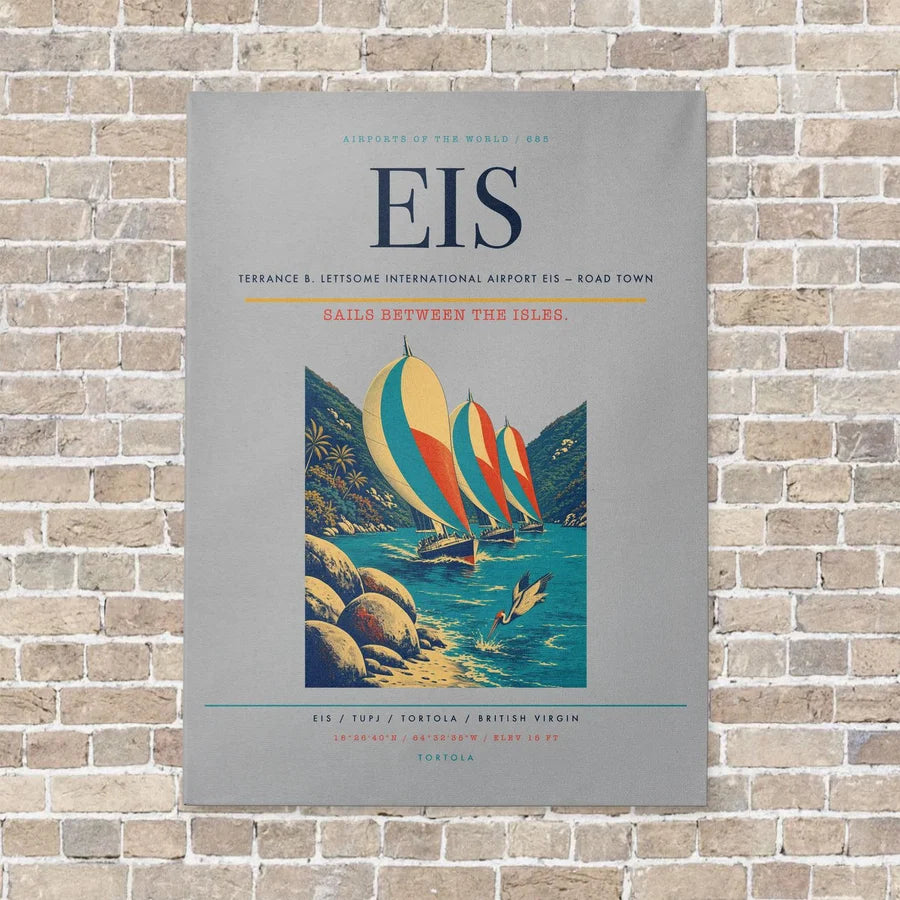 Terrance B. Lettsome International Airport EIS — Road Town vertical canvas print - no frame - light gray background