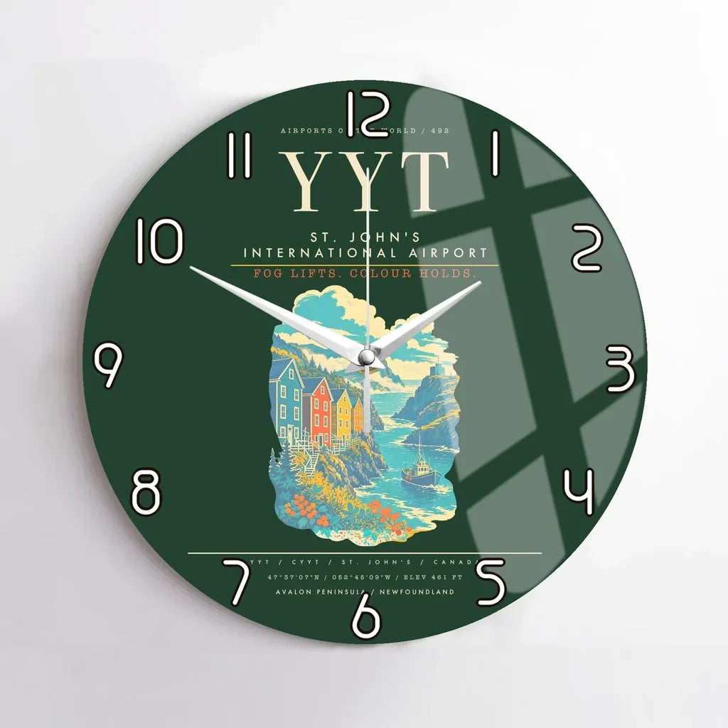 St. John's International Airport YYT Wall-Clock No-Frame - Dark Green